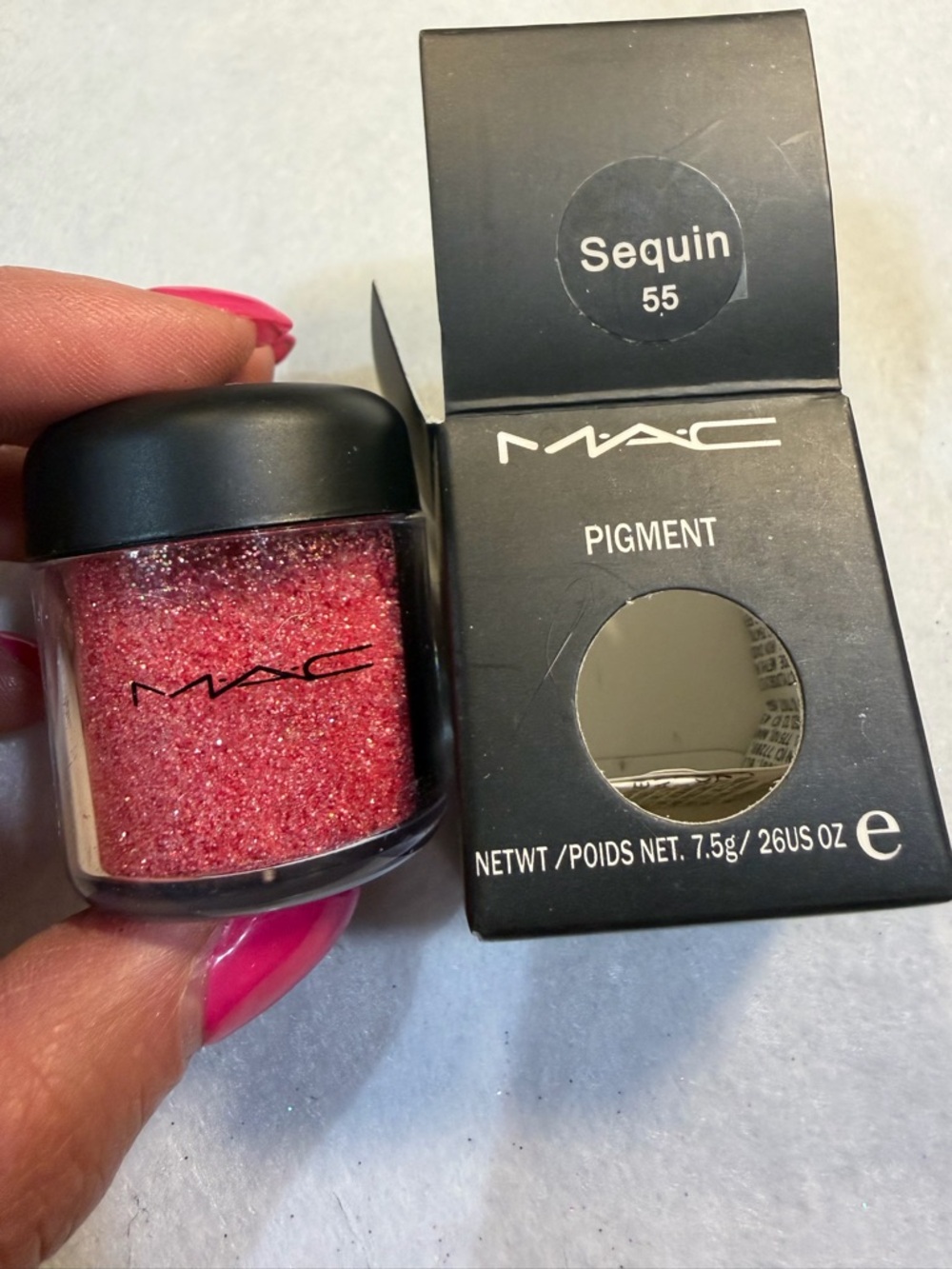 MAC Cosmetics Sequin 55 Pink Loose Pigment - Shimmering Pink Eyeshadow New
